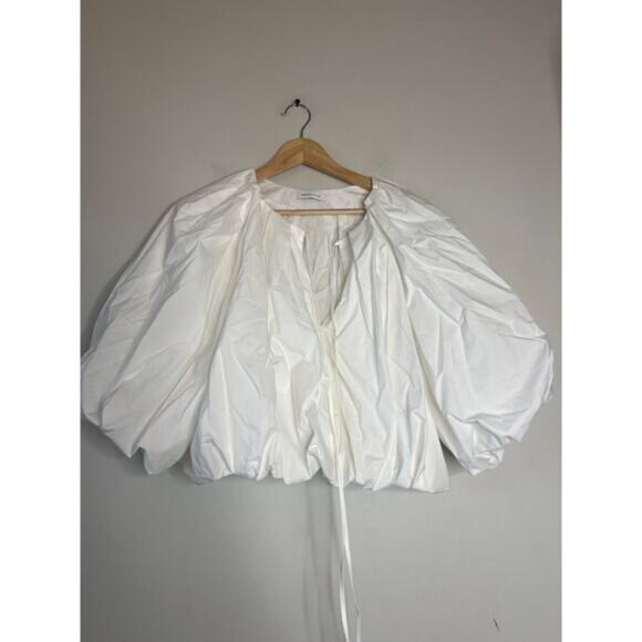 NEW Rebecca Taylor Puff Cuffs Short Sleeve Priya Bubble Top White Size: XS - Picture 2 of 8